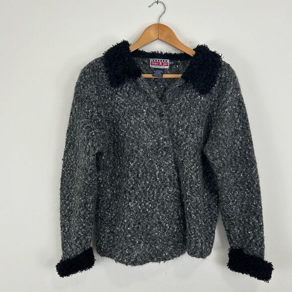 Vintage Mac & Jac Grey and Black Tweed Mohair Cardigan - Picture 5 of 8